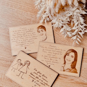 Carte personnalisée en bois pour fête des mères, maman, mamie, nounou, marraine…