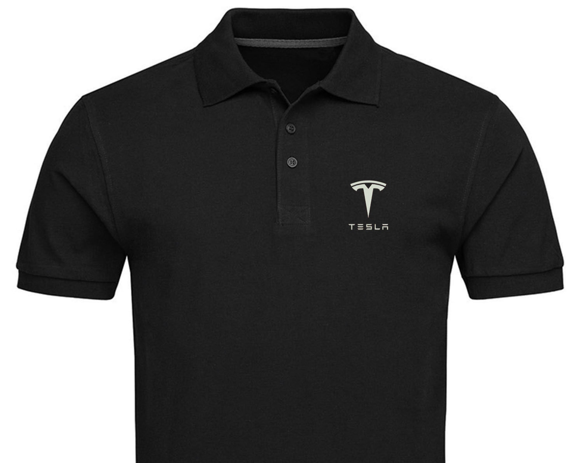 Tesla Motor Auto Car Man's Polo Shirt Embroidered Design Top Ring Spoon Cotton Short Sleeve