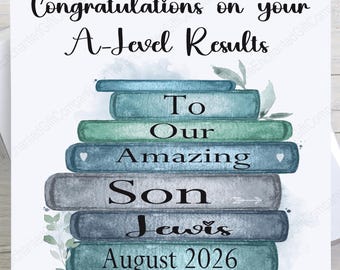 Congratulations on your A-Level Results Card, A-Level Card, Sixth Form Exam Results Card, A-Level Results Card for Son, Grandson, Nephew.