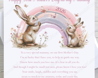 First Mother’s Day as my Mummy Card, 1st Mother’s Day Card for Mummy, On Your 1st Mother's Day Card, 1st Mother's Day Card with Poem Verse.