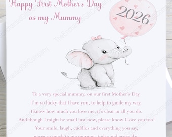 First Mother’s Day as my Mummy Card, 1st Mother’s Day Card for Mummy, On Your 1st Mother's Day Card, 1st Mother's Day Card with Poem Verse.