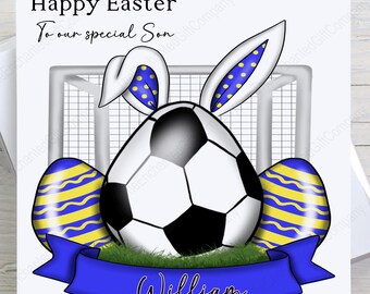Personalised Happy Easter Card, Happy Easter Card, Easter Football Card for Boy's, Happy Easter Card for Son, Grandson, Nephew.