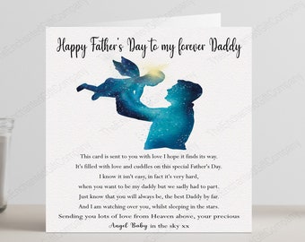 Carte de fête des pères pour papa de bébé céleste, carte de perte de père/bébé endeuillé, cartes de bébé ange.