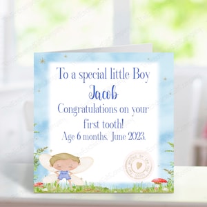 Congratulations on your First Tooth Personalised Baby Milestone Card