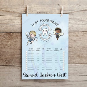 Personalised Lost Tooth Record Charts- Tooth Fairy Gifts