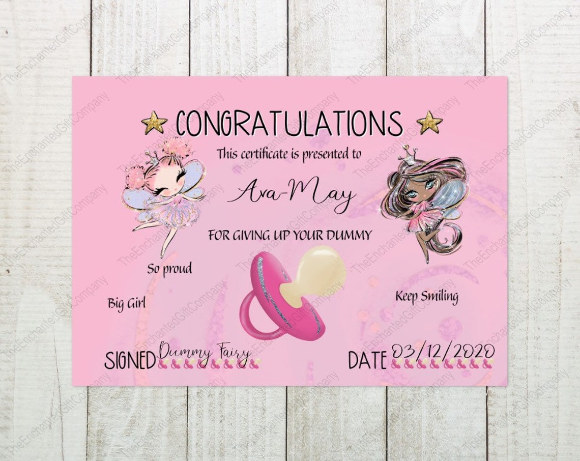 Personalised Dummy Fairy Certificates Etsy