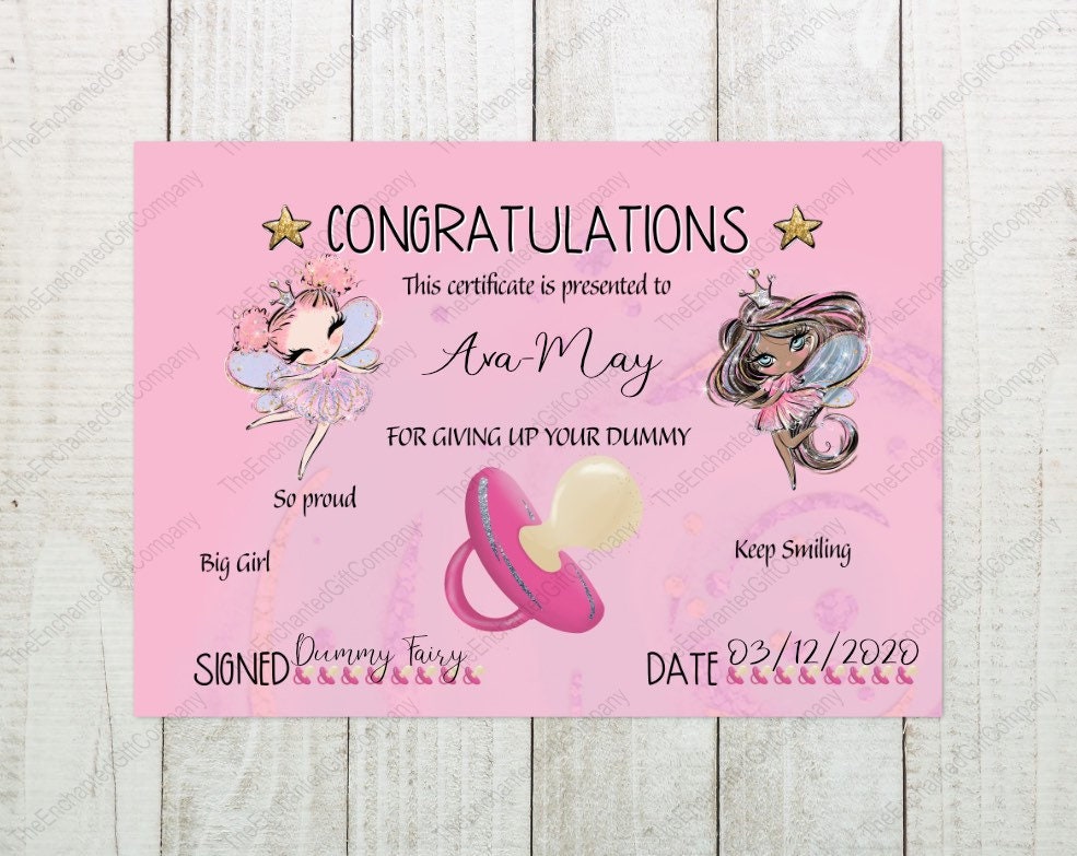 Personalised Dummy Fairy Certificates Etsy