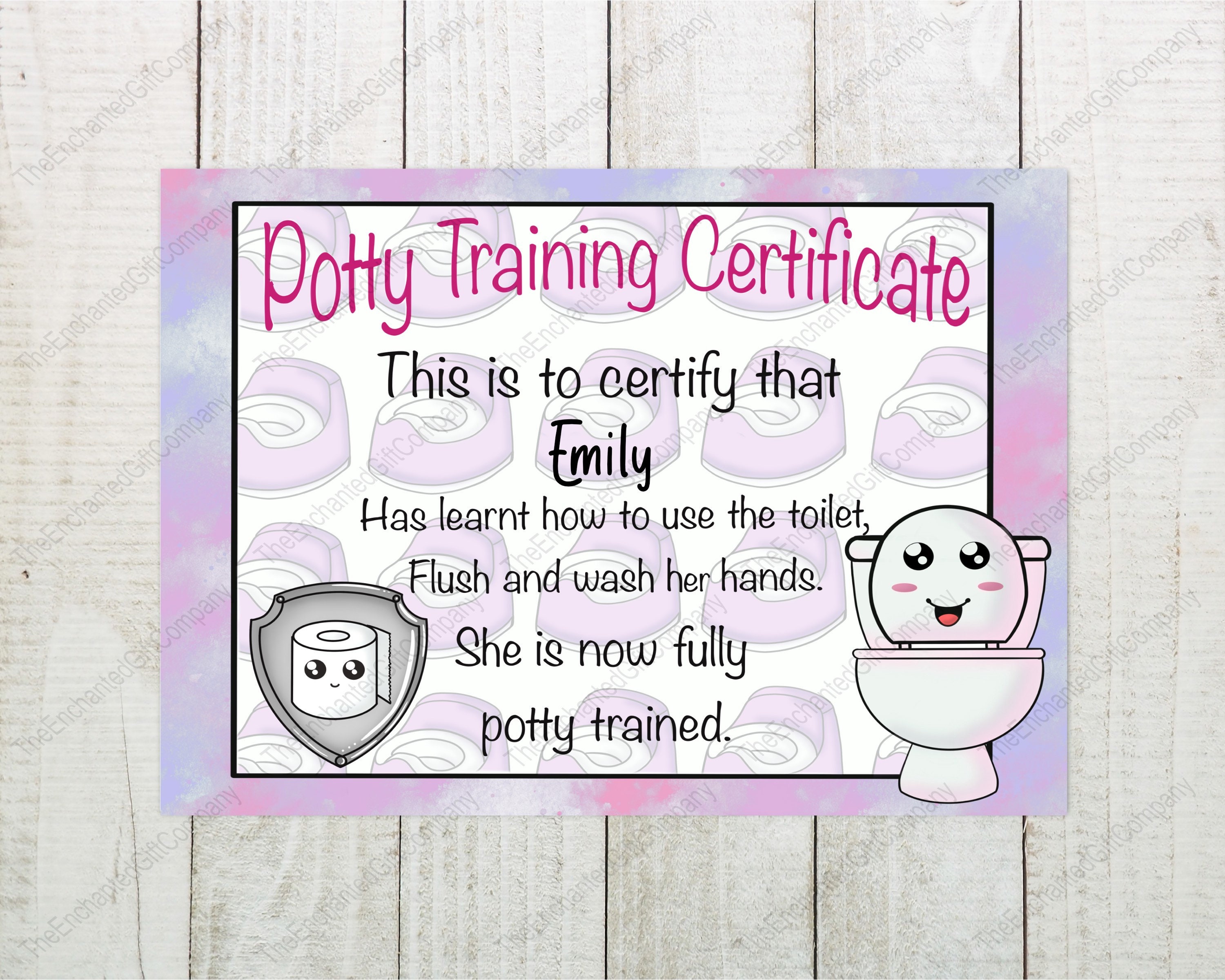 Personalised Potty Training Certificate. Potty Training Gifts. Etsy