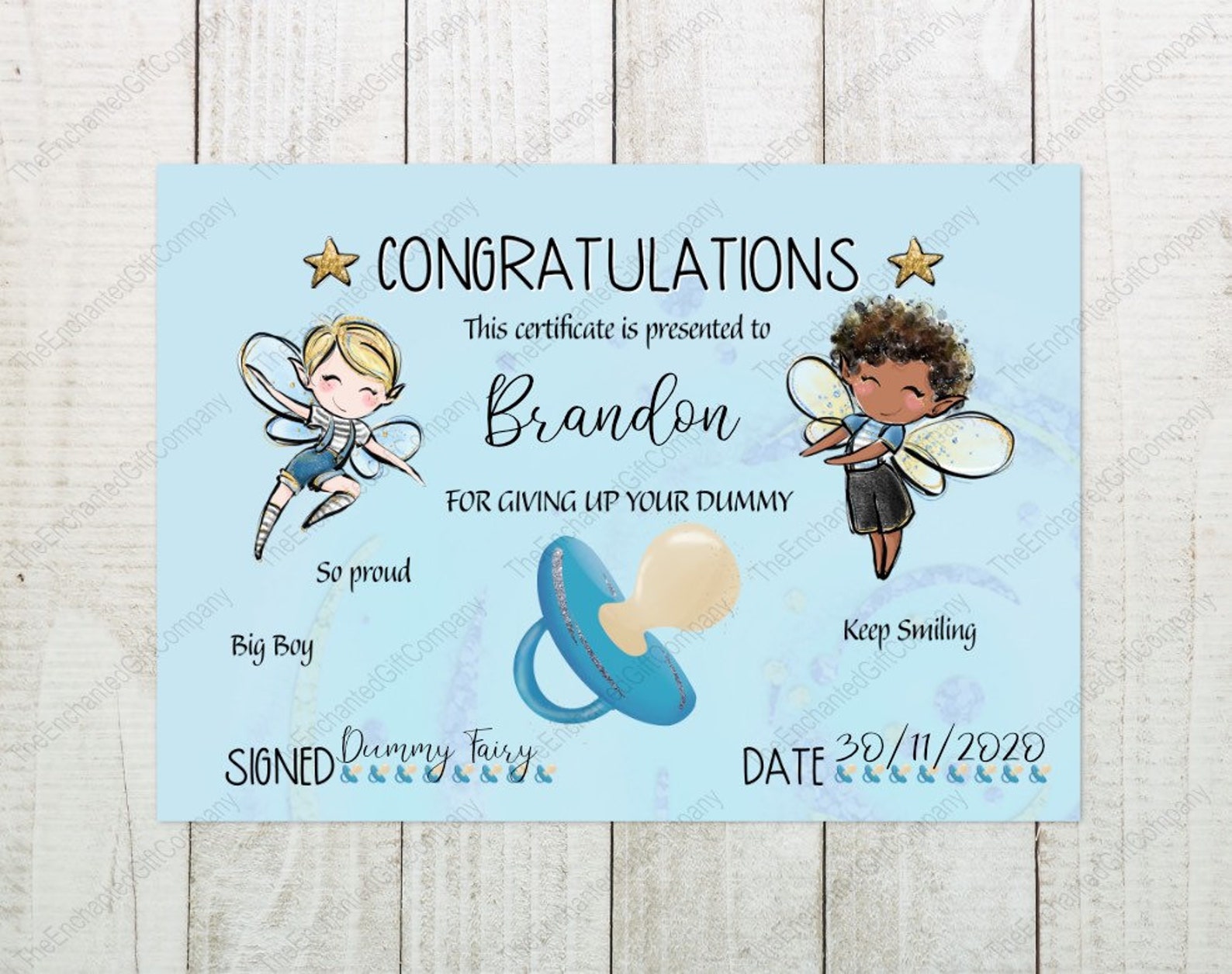 Personalised Dummy Fairy Certificates Etsy