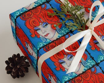 Endora Wrapping Paper 3 Large Sheets Agnes Moorehead Bewitched Samantha Darrin Stephens Gladys Kravitz Paul Lynde Elizabeth Montgomery Pop