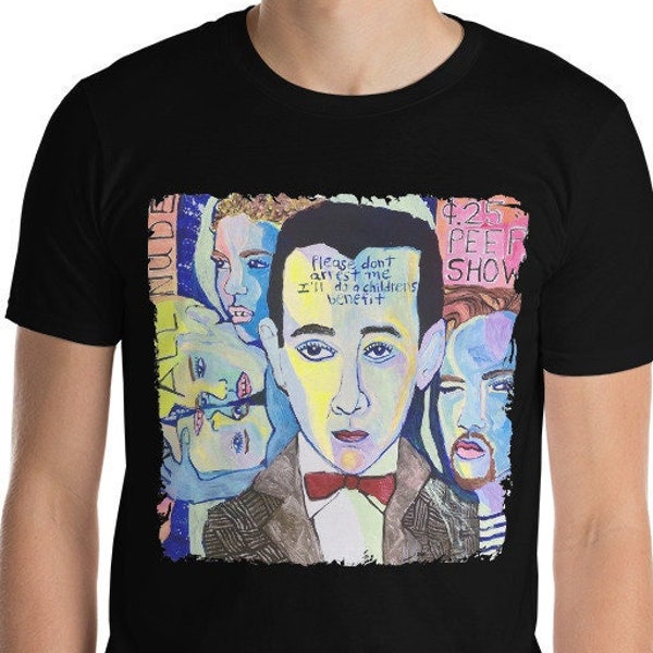 Pee-Wee Herman T Shirt Paul Rubens Playhouse Big Adventure Top Tim Burton Large Marge Miss Yvonne Halloween Saturday Morning Cartoons