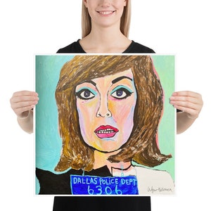 Sue Ellen Ewing Art Print Linda Gray Dallas Texas Oil Drunk Larry Hagman Mugshot JR Cocktails Who Shot JR Patrick Duffy Victoria Principal