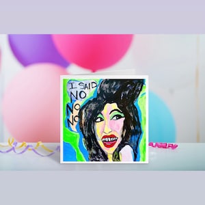 Geburtstagskarte mit Amy Winehouse Rehab Back to Black Jazz Soul R&B You You know Im No Good Urban Retro Vintage Fickery Camdentown Blues Grammy kultig