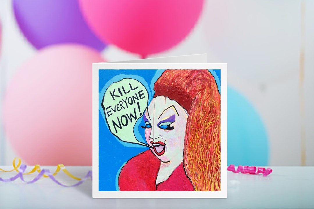 Divine Birthday Card by Wayne Hollowell Babs Johnson Pink Flamingos