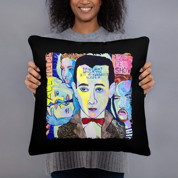 Pee-Wee Herman Pillow Paul Rubens Playhouse Big Adventure Top Tim Burton Large Marge Miss Yvonne Halloween Saturday Morning Cartoons