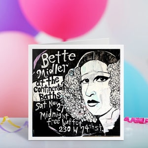 Carte d’anniversaire Bette Midler aux bains continentaux Rose Sadie Big Business Beaches vintage Divine Miss M Hero Bonjour Dolly Barry Manilow