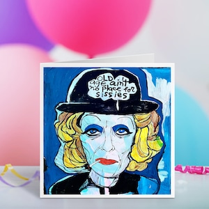 Biglietto di auguri di compleanno di Bette Davis La vecchiaia non è un posto per femminucce Che fine ha fatto Baby Jane Blanche Hudson Joan Crawford Ubriaco Classico di culto
