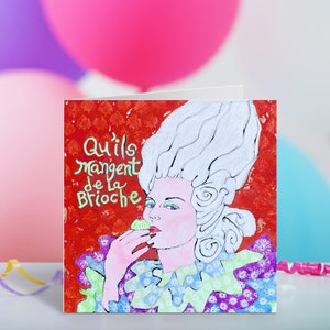 Tarjeta de cumpleaños de María Antonieta Déjalos comer pastel Versalles París Rey francés Luis XIV Palacio Quils Mangent Brioche Kirsten Dunst