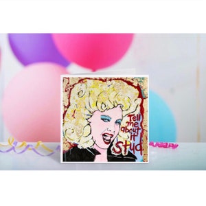 Biglietto d'auguri per Olivia Newton John Sandy Grease Pink Ladies irrimediabilmente devoto a te Xanadu Physical Travolta Beauty School Drop Out Rizzo