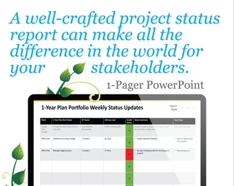 Project Planner Printable | Portfolio Status Template for Project Managers | 1-Pager Project Management Status Report