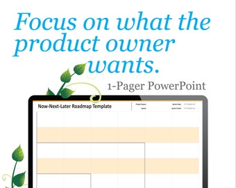 Agile Scrum Roadmap Template: Now-Next-Later 1-Pager (PowerPoint)