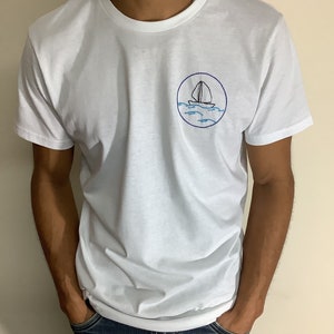 Kit ricamo - T-shirt (inclusa) - Cotone 100% organico - Piccola Nave // Livello: Principiante (e)
