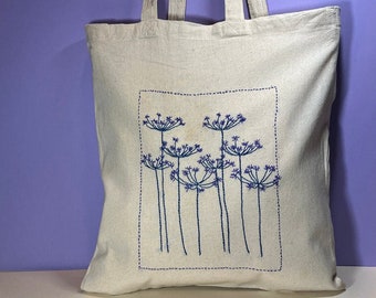 KIT Broderie + Tote bag (inclus) - 100% coton BIO - Ombellifères / Niveau : débutant(e)