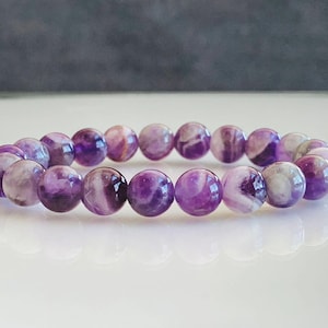 Natural Amethyst Gemstone Bracelet: February Birthstone, Grade AA+