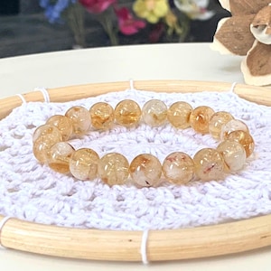 Natural Brazilian Citrine Bracelet 6mm 8mm 10mm November Birthstone Stretch Beaded Handmade Gemstone Jewelry