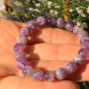Amethyst Gemstone Bracelet - Stretch Bracelet, February Birthstone, Amethyst Crystal Bracelet, Birthday Gift, Gift for Him, Gift for Her