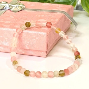 4.5mm Dainty Frosted Glass Bead Bracelet - Stretch Bracelet, Beaded Summer Bracelet, Minimalist Beach Bracelet, Beach Jewelry