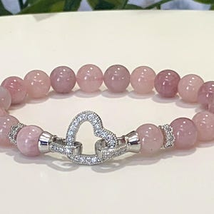 Natural Rose Quartz Bracelet, Premium Grade AAA+ Madagascar Rose Quartz Gemstones, Stretch Bracelet, Gift for Her, Love, Friendship, Passion