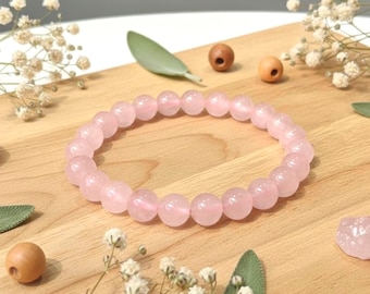 Rose Quartz Bracelet: Grade AA Gemstone Stretch Bracelet, Love & Friendship, Gift for Her