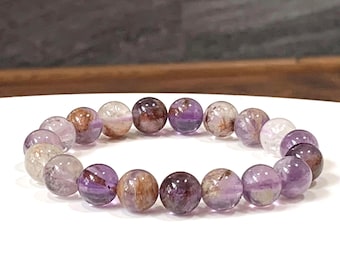 Super Seven Crystal Bracelet: Grade A+ Gemstone, Spiritual Protection Stretch Bracelet