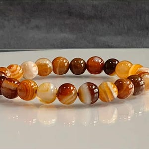Madagascar Agate Gemstone Bracelet - Stretch Bracelet, 8mm Agate Bead Bracelet, Agate Crystal Bracelet, Gift for Him, Gift for Her