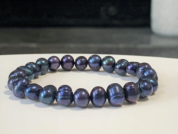 Peacock Color Freshwater Cultured Freshwater Pearl Stretch Bracelet Peacock Color Freshwater Cultured Freshwater Pearl Stretch Bracelet