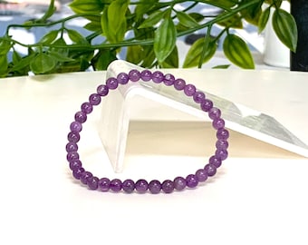 Dainty Amethyst Gemstone Bracelet - Stretch Bracelet, 5mm Grade AA Amethyst Beads, February Birthstone Gift, Gift for Her, Gift for Him