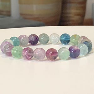 Rainbow Fluorite Gemstone Bracelet: Grade AA+ Crystal Beads Stretch Bracelet image 5
