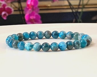 Natural Apatite Bracelet, High-Grade Gemstone Stretch Bracelet for Men & Women