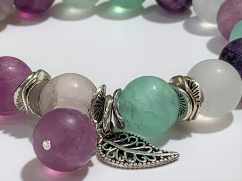 Fluorite Bracelet Natural Fluorite Stretch Bracelet Large Etsy