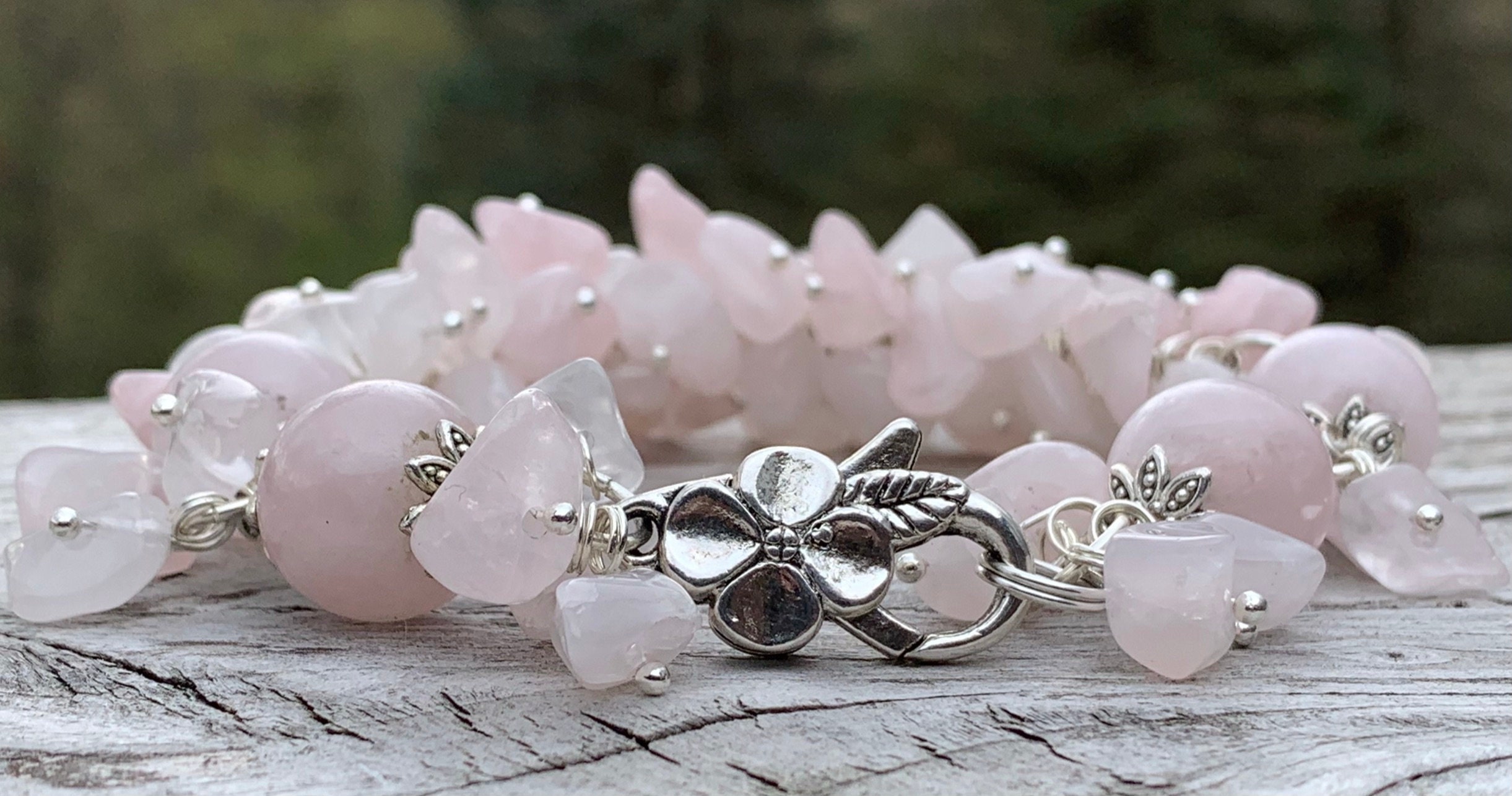 Rose Quartz Bracelet Genuine Rose Quartz Gemstones Etsy