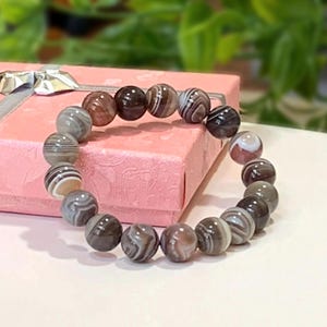 Earthy Botswana Agate Bracelet: Natural Gemstone Protection Jewelry