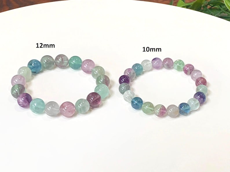 Rainbow Fluorite Gemstone Bracelet: Grade AA+ Crystal Beads Stretch Bracelet image 4