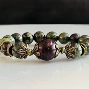 African Bloodstone Bracelet - Premium Grade Stretch Gemstone Bracelet, March  Birthstone Protection Bracelet, 10mm/14mm Beads
