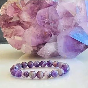 Natural Amethyst Bracelet, Premium Grade Stretch Gemstone Bracelet, 8mm, 10mm Amethyst Beads, February Birthstone Jewelry