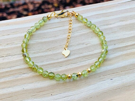 Peridot and Sunstone Mini Faceted Crystal Bracelet by Healing Stones for You