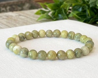 Natural Peridot Gemstone Stretch Bracelet - August Birthstone, 8mm Beaded Jewelry Gift