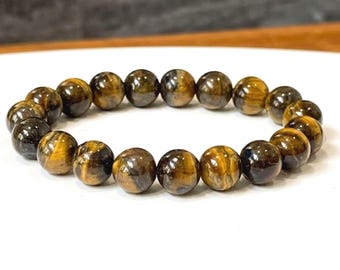 Genuine Tiger's Eye Stretch Bracelet: Natural Stone Protection Grade A Gemstone