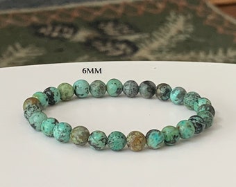 African Turquoise Gemstone Bracelet - Stretch Bracelet, Grade A+ African Turquoise Beads, December Birthstone, Gift for Her, Gift for Him