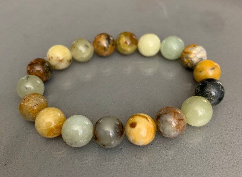 Genuine Yellow Jade Bracelet Adjustable Jade Beaded Bracelet Etsy